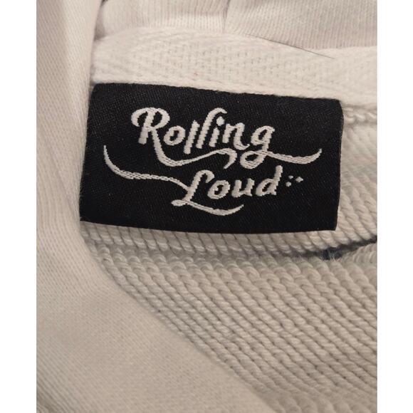 Rolling Loud Gold Hearts Hoodie Sweatshirt White Blue Mens Small Pockets Cotton - Picture 7 of 12